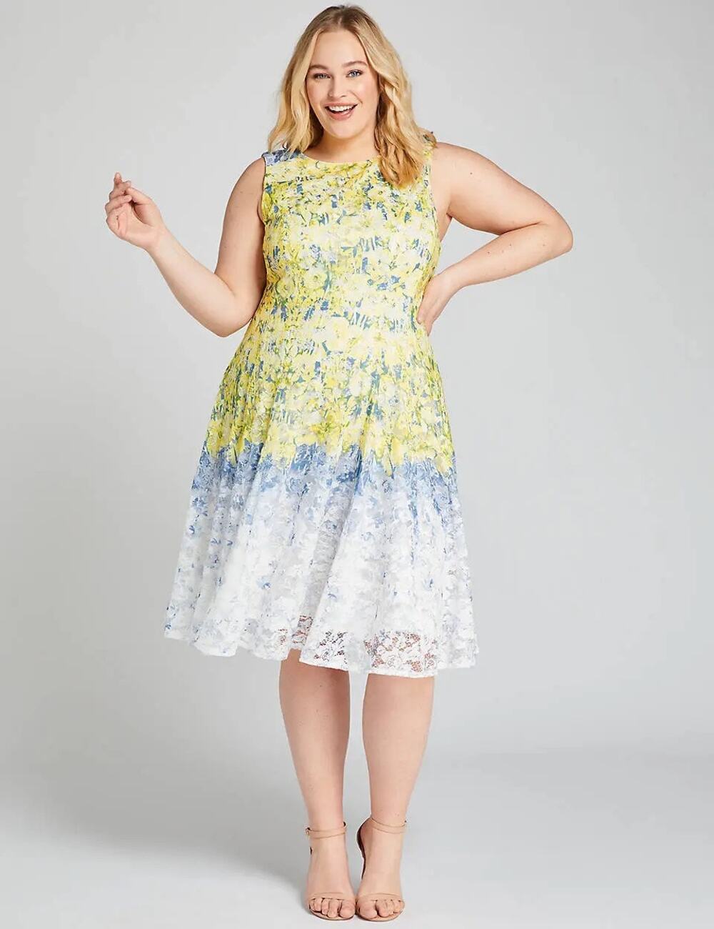 Lane Bryant Yellow Multi Sleeveless Dress Size 18